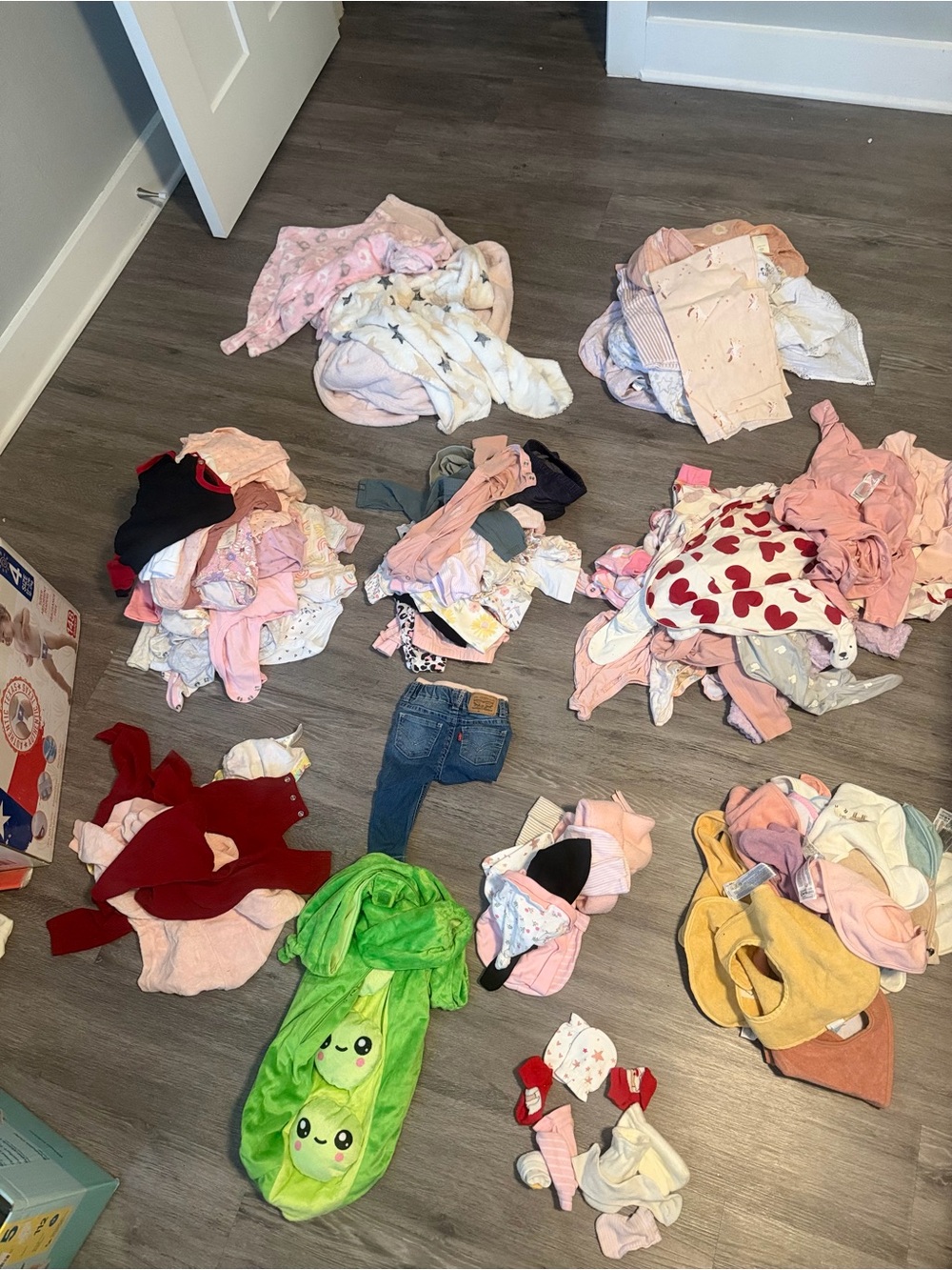 Baby Clothes Lot with Green Pea Pod Swaddle